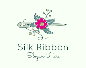 Floral Stitching Needle logo design