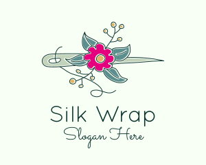 Floral Stitching Needle logo design