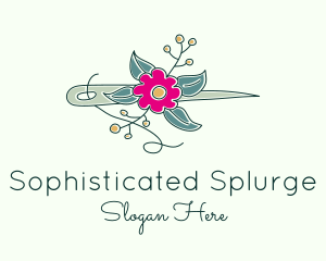 Floral Stitching Needle logo design