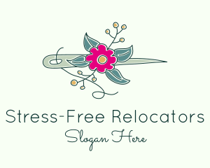 Floral Stitching Needle logo design