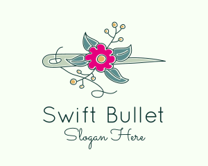 Floral Stitching Needle logo design