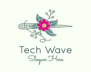 Floral Stitching Needle logo design