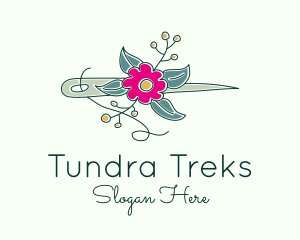 Floral Stitching Needle logo design