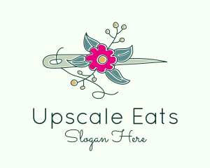 Floral Stitching Needle logo design