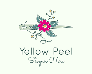 Floral Stitching Needle logo design