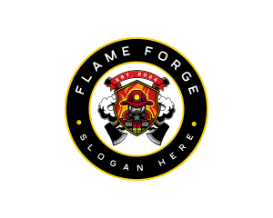 Firefighter Fire Shield logo design