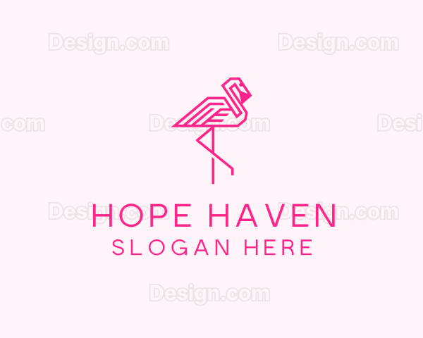 Pink Outline Flamingo Logo