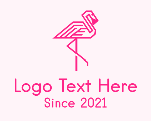 Outline - Pink Outline Flamingo logo design