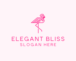 Pink Outline Flamingo  Logo