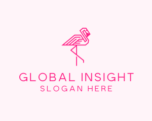 Pink Outline Flamingo  Logo