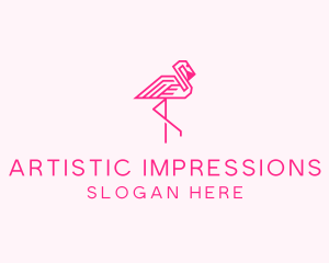 Pink Outline Flamingo  logo design