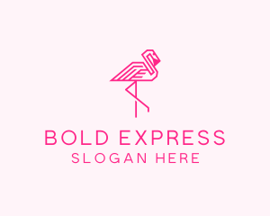 Pink Outline Flamingo  logo design