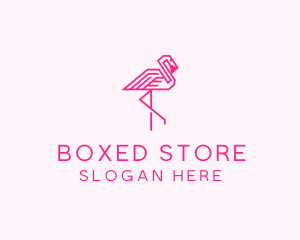 Pink Outline Flamingo  logo design