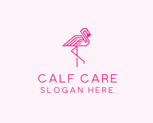 Pink Outline Flamingo  logo design