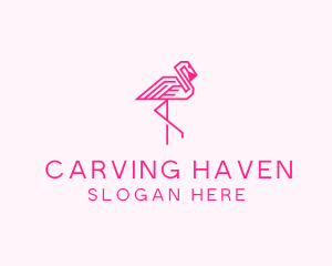 Pink Outline Flamingo  logo design