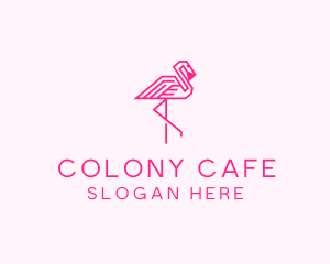 Pink Outline Flamingo  logo design