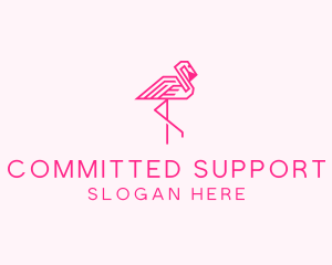 Pink Outline Flamingo  logo design