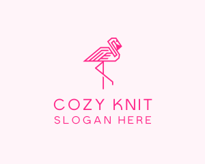 Pink Outline Flamingo  logo design