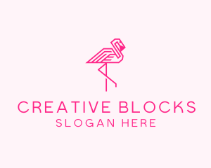 Pink Outline Flamingo  logo design