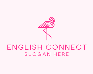 Pink Outline Flamingo  logo design