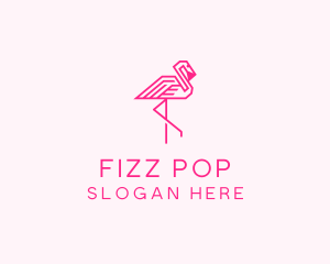 Pink Outline Flamingo  logo design