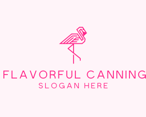 Pink Outline Flamingo  logo design