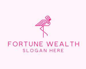 Pink Outline Flamingo  logo design