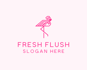 Pink Outline Flamingo  logo design