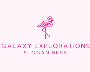 Pink Outline Flamingo  logo design