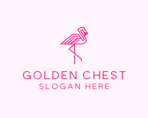 Pink Outline Flamingo  logo design