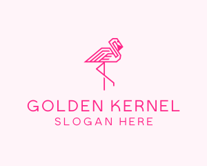 Pink Outline Flamingo  logo design