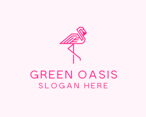 Pink Outline Flamingo  logo design