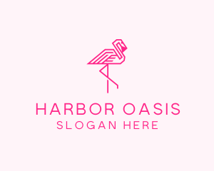 Pink Outline Flamingo  logo design