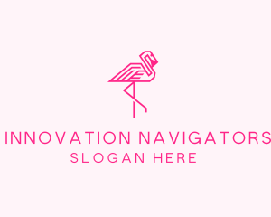 Pink Outline Flamingo  logo design