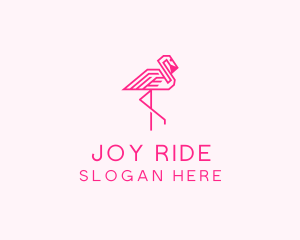 Pink Outline Flamingo  logo design