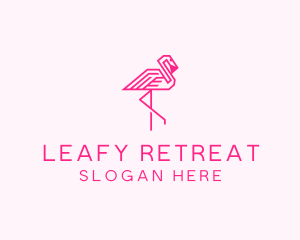 Pink Outline Flamingo  logo design