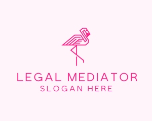 Pink Outline Flamingo  logo design