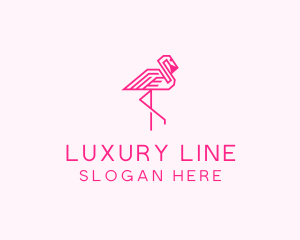 Pink Outline Flamingo  logo design