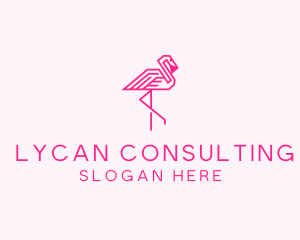 Pink Outline Flamingo  logo design