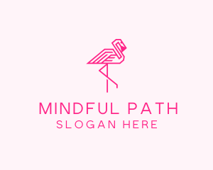 Pink Outline Flamingo  logo design