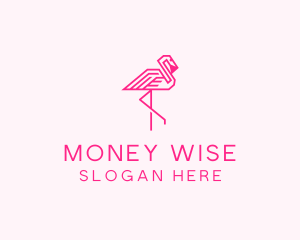 Pink Outline Flamingo  logo design