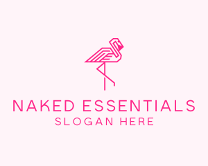 Pink Outline Flamingo  logo design