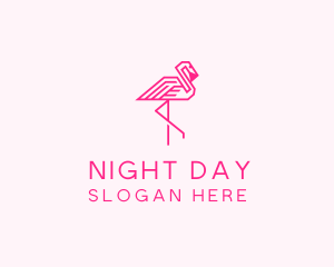 Pink Outline Flamingo  logo design