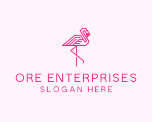 Pink Outline Flamingo  logo design