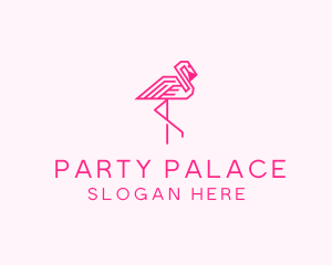 Pink Outline Flamingo  logo design