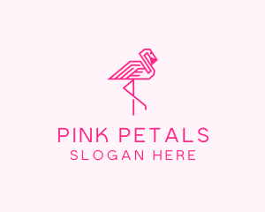 Pink Outline Flamingo  logo design