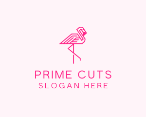 Pink Outline Flamingo  logo design