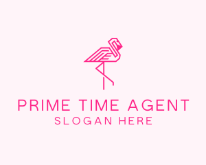 Pink Outline Flamingo  logo design