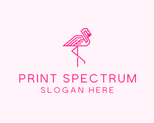 Pink Outline Flamingo  logo design