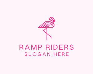 Pink Outline Flamingo  logo design